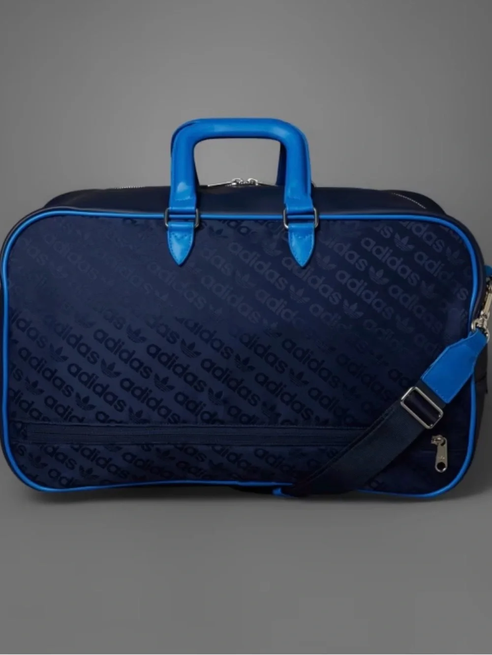 adidas Navy Duffel Bag with Bright Blue Accents